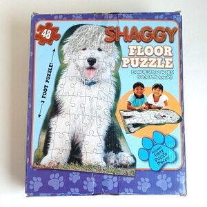 Shaggy Floor Puzzle - White Fluffy Dog 48 Pieces 24" x 36" (3 Foot Puzzle)